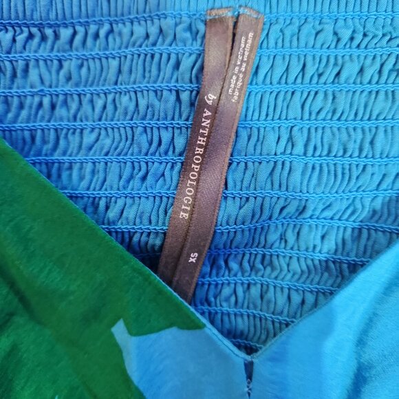 Anthropologie The Silverlake Flutter-Sleeve Dress with pockets in blue green XS - Picture 9 of 16